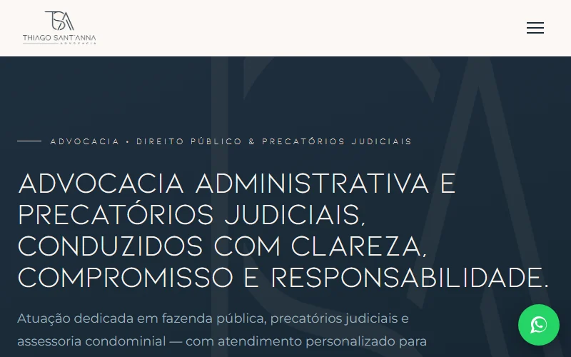 Site do escritório Thiago Sant'anna