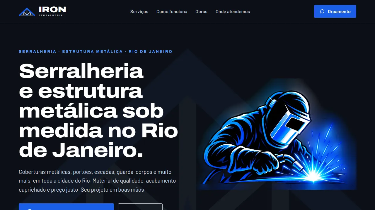 Site para serralheria feito pela Fluxo Digital: Iron Serralheria